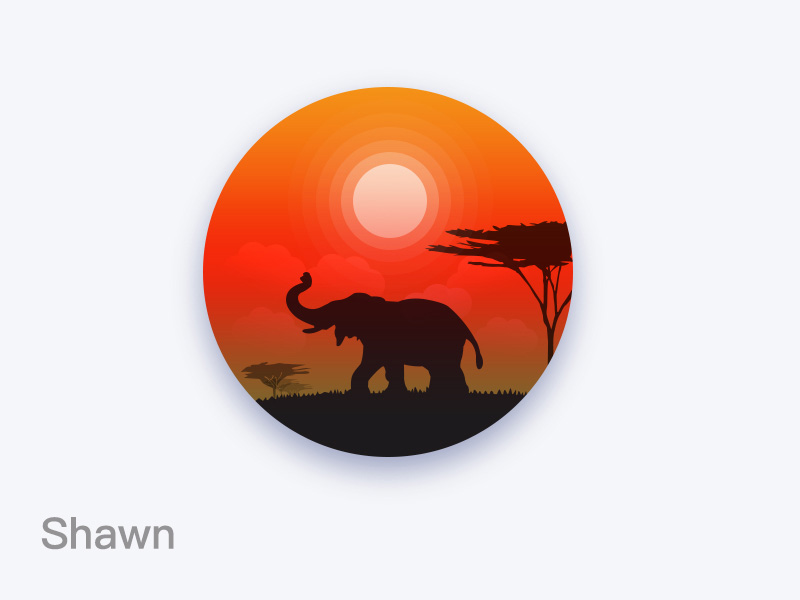 教你如何使用PS绘制落日主题风格下的大象插画图标教程