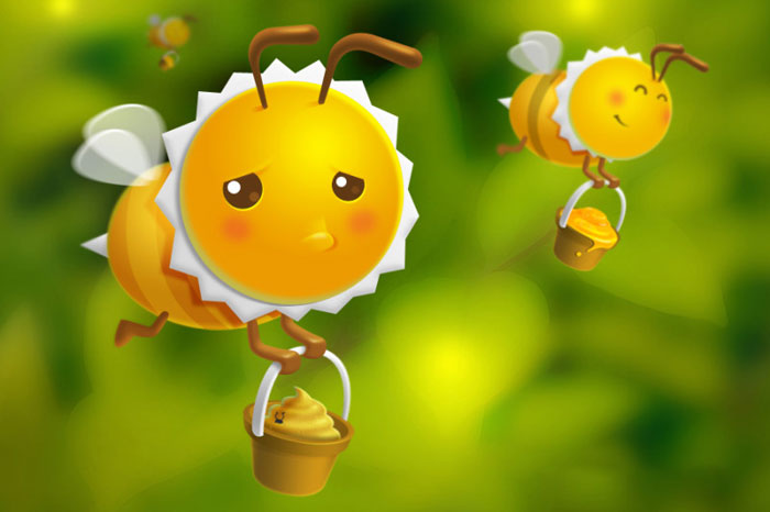 用PS鼠绘没有采到蜂蜜的卡通小蜜蜂教程