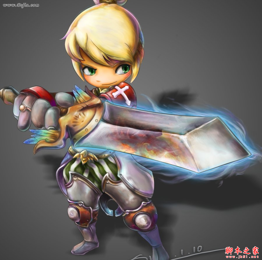 photoshop鼠绘出手拿利剑的可爱卡通小男孩