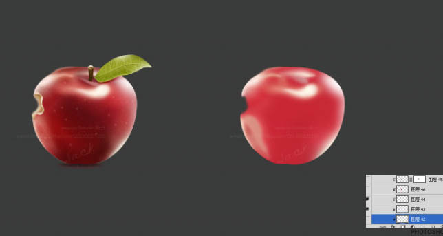 Photoshop绘制出有缺口的红色苹果图标