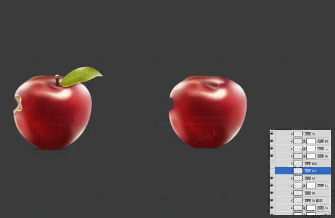 Photoshop绘制出有缺口的红色苹果图标