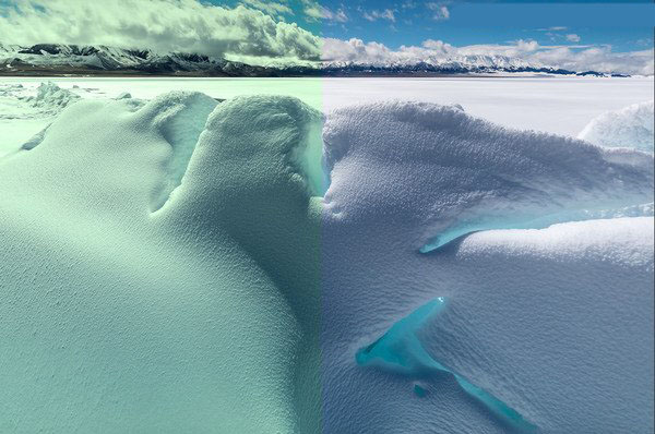 用PS曲线工具快速给偏色的雪山照片调色教程