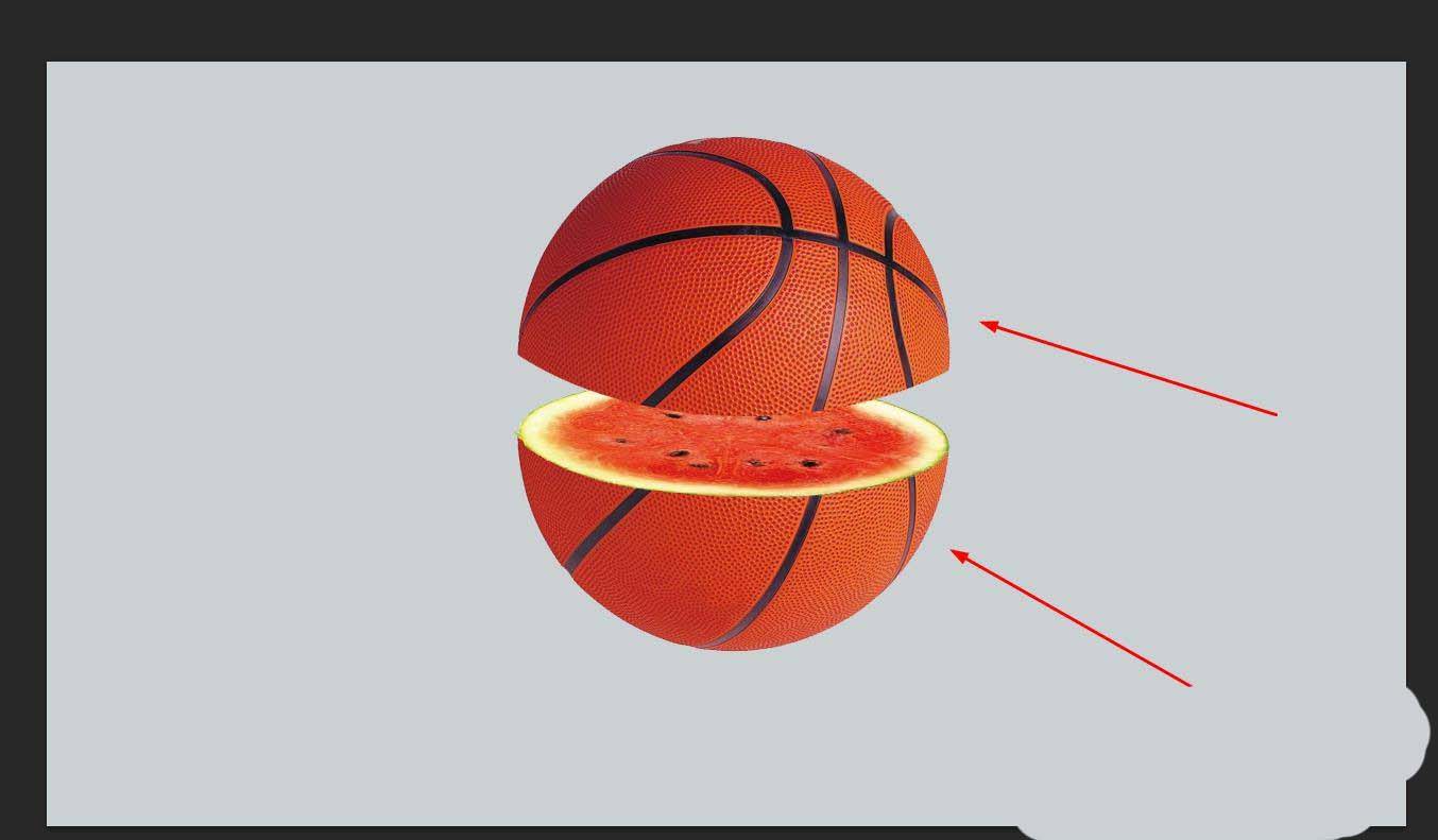 ps怎么合成切开的篮球西瓜? ps实现篮球打开是西瓜的技巧