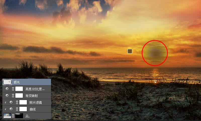 PS图像合成老人站在海边看日落的场景